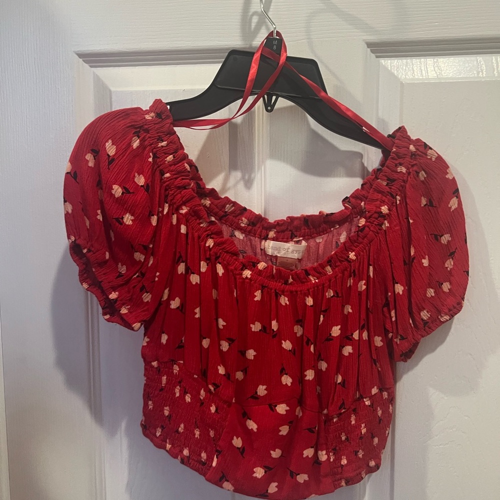 Red Floral Women's Top
